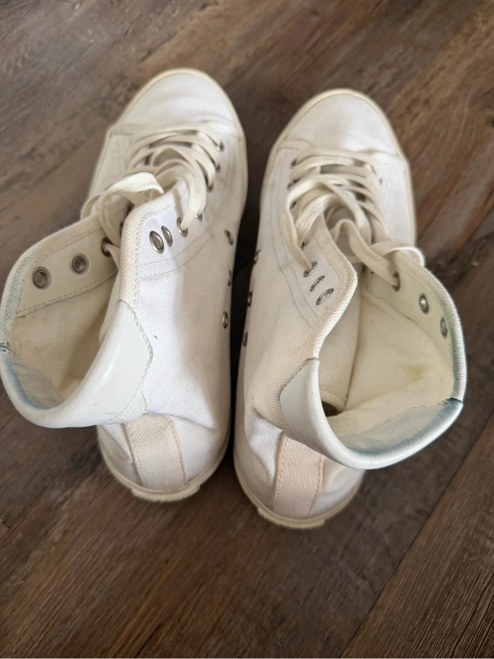 Saint Laurent White Canvas High-Top Sneakers - Picture 3 of 7